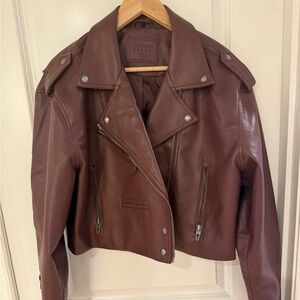 Blank NYC Chocolate Faux Leather Moto Jacket